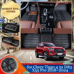 Tappetino in pelle per Chery Tiggo 4 5x DR5 MVM X55 Pro 2018 ~ 2024 2019 2020 2021 2022 2023 piedi fodera interna tappetino impermeabile tappetino personalizzato accessori