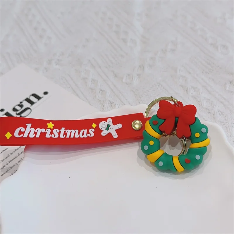 Christmas Gifts Silicone Keychain Christmas Tree Snowman Accessories Pendant Cute Soft Glue Doll Cute Key Rings Jewelry Gifts