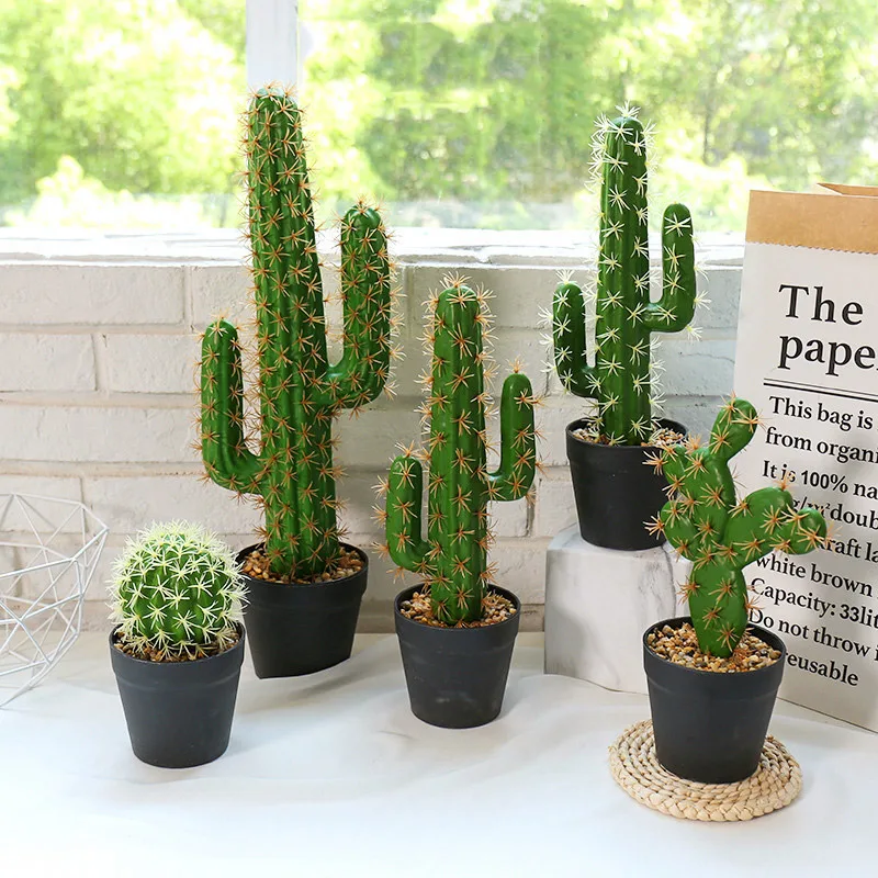 30-43cm Artificial Cactus Decor Tropical Plants Fake Succulent Plant Green Thorn Ball Desert Cactus Tree For Home Office Decor