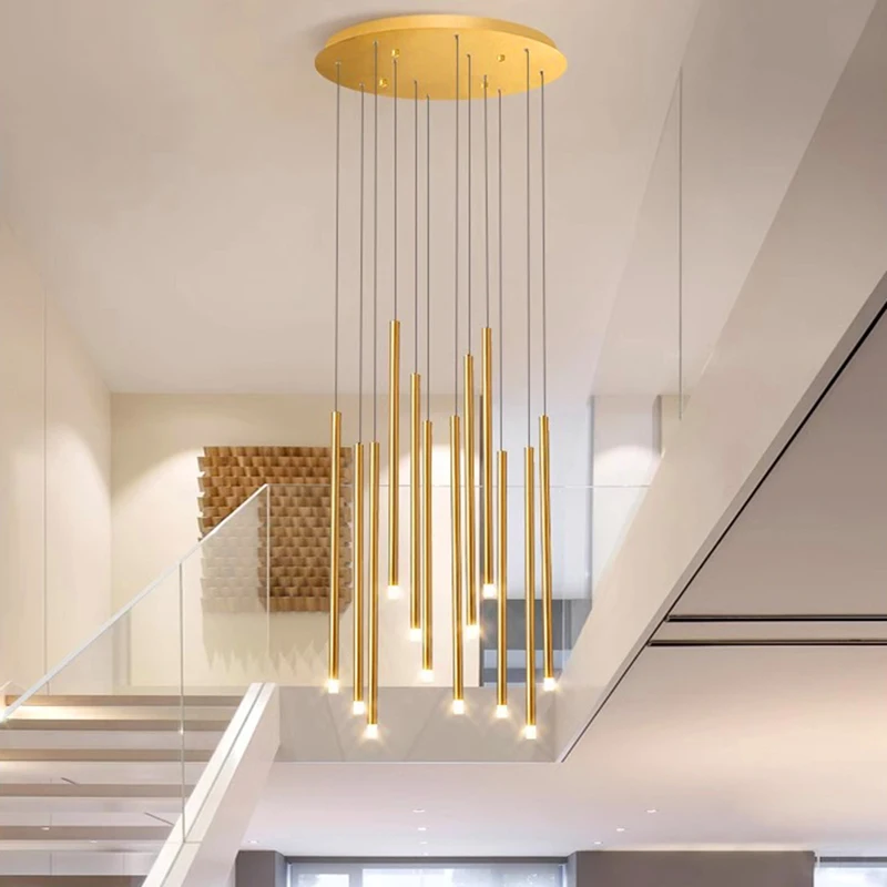 

Modern Chandelier Home Decor Dining Room Pendant Lamp for Staircase Living Room Hall Hanging Light Fixture LED Indoor Lighting