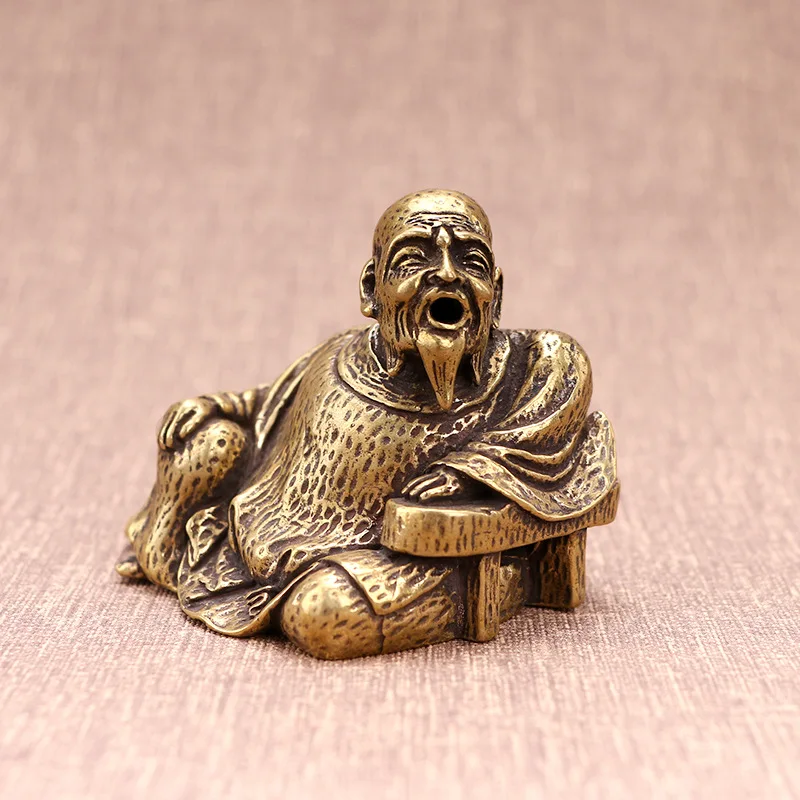 

Brass Old Man Backflow Holder Home Coil Tray Indoor Incense Burner Small Ornament Copper Statue C