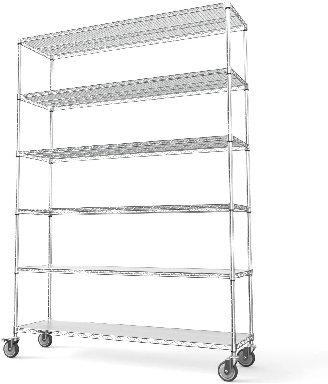 

6 Tier 6000lbs Capacity NSF Metal Shelf Wire Shelving Unit, Heavy Duty Adjustable Storage Rack with Wheels & Shelf Liners for Co