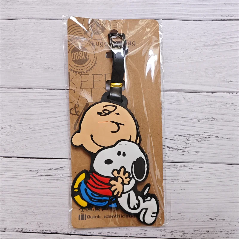 Hot Sell Luggage Tag Travel Accessories Cartoon Snoopy PVC Luggage Label Portable Anti-loss Address Name Tag for Men Women