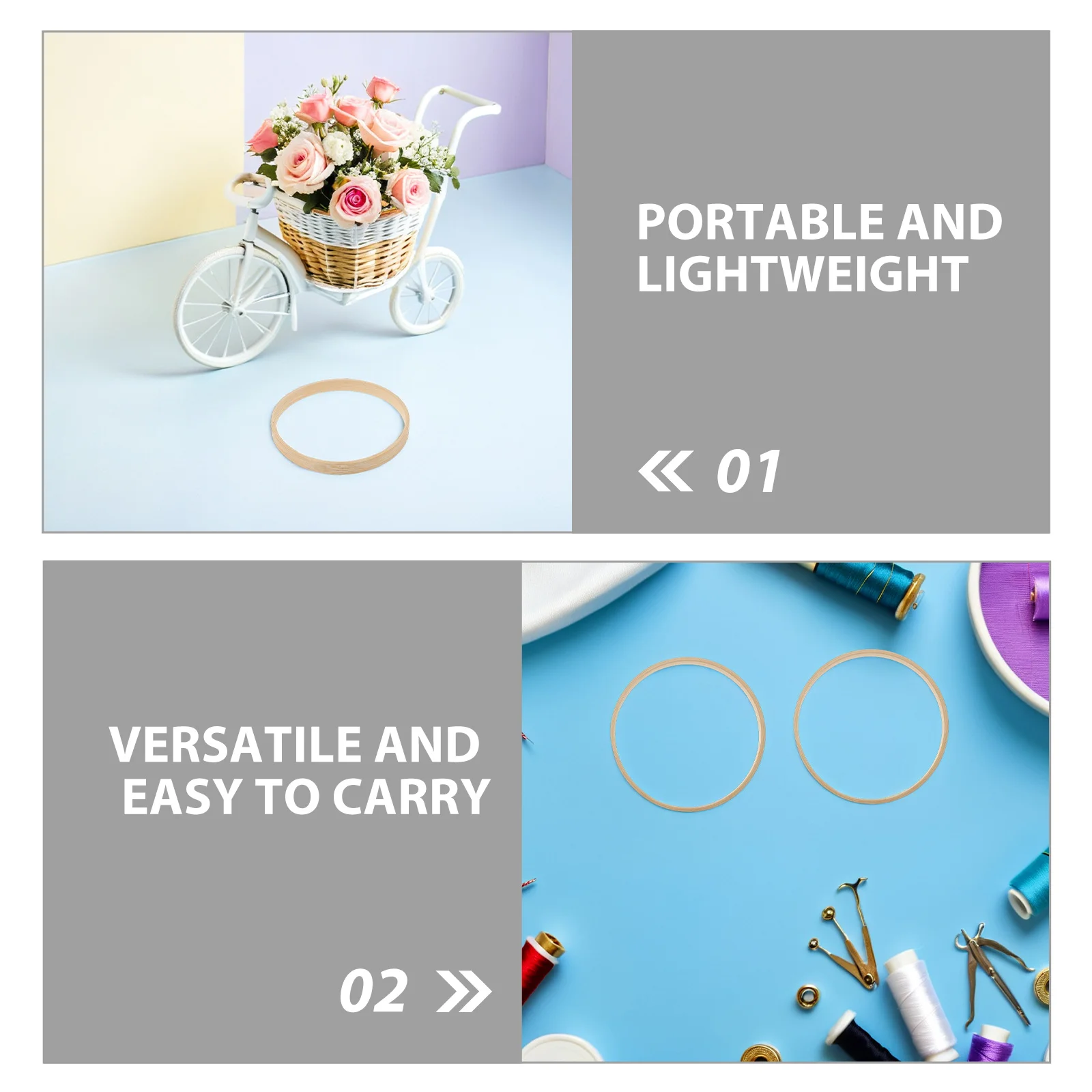 12 قطعة إطارات التطريز الخيزران لتقوم بها بنفسك إكليل شكل ل ماكرامية حلم الماسك الزفاف عيد الميلاد الرياح الرنين الحرفية الأزهار هوب #3