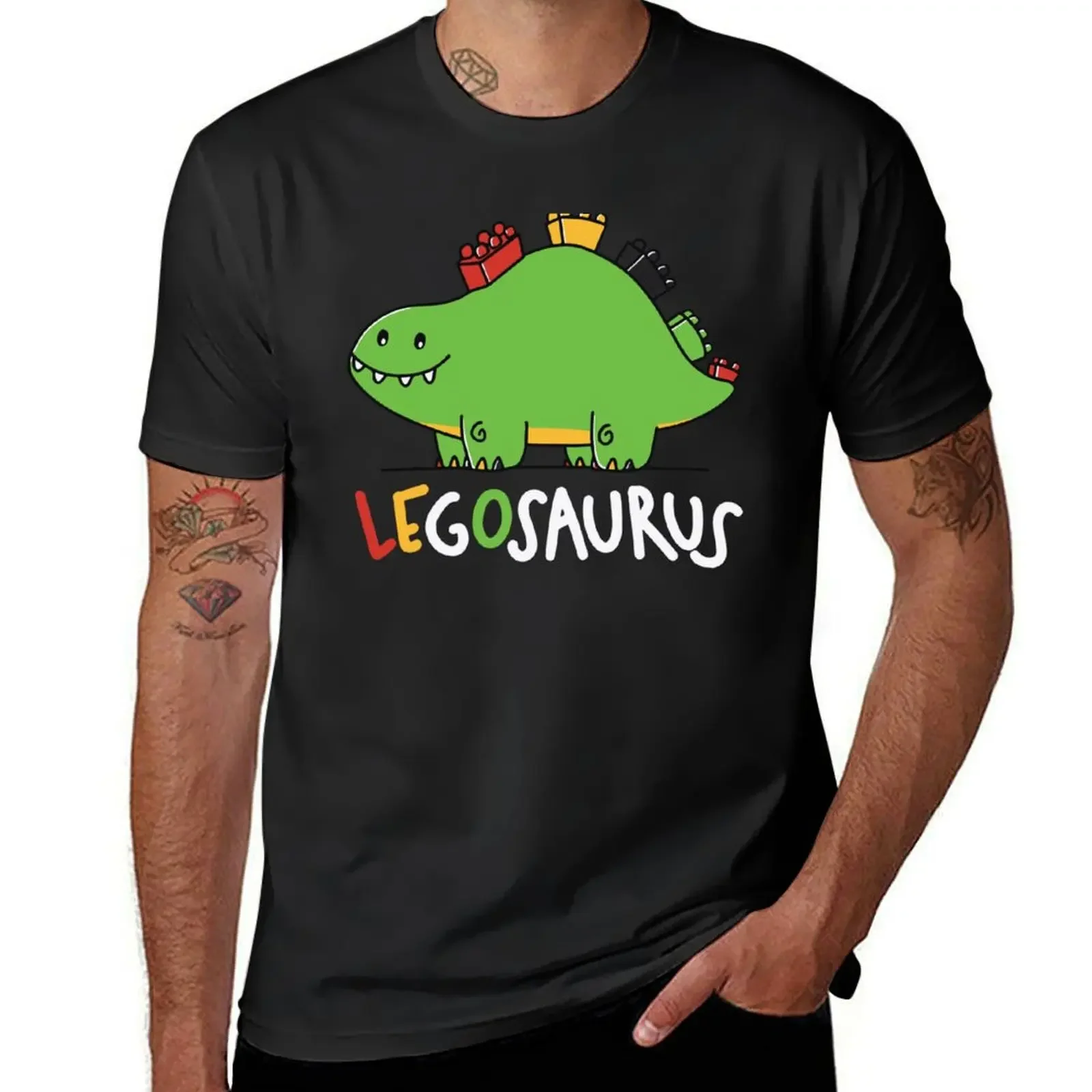 

Мужская хлопковая футболка с принтом Legosaurus Legos Saurus