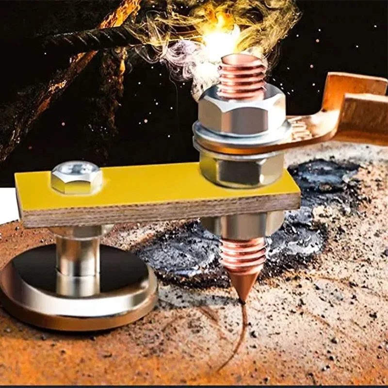Aksesori Alat Pendukung Pengelasan Pelat Logam Penjepit Tanah Magnetik Kepala Magnet Pengerjaan Logam