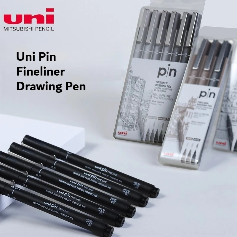 Uni Pin Fineliner Drawing Pen Sketching Set Black Ink 0.03 To 0.8mm - Set of 6 Definitely Living Up To The Fine Line Promoting