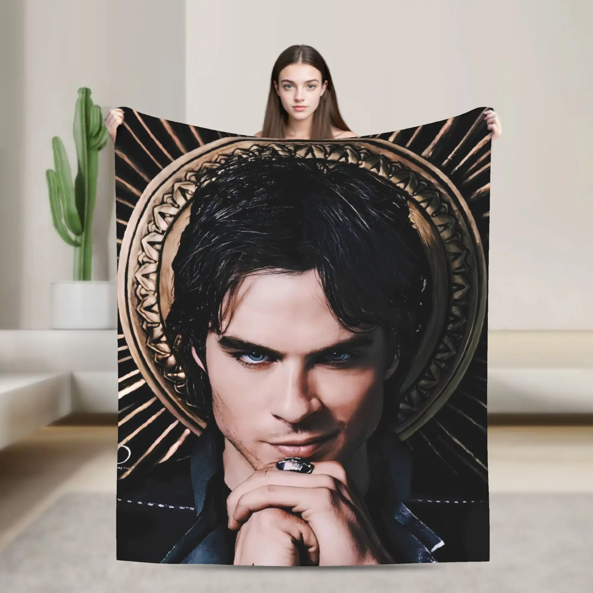 Warm Blanket Airplane Travel Ian Somerhalder The Vampire Diaries Throw Blanket  Flannel Bedspread For Living Room Sofa Bed Cover