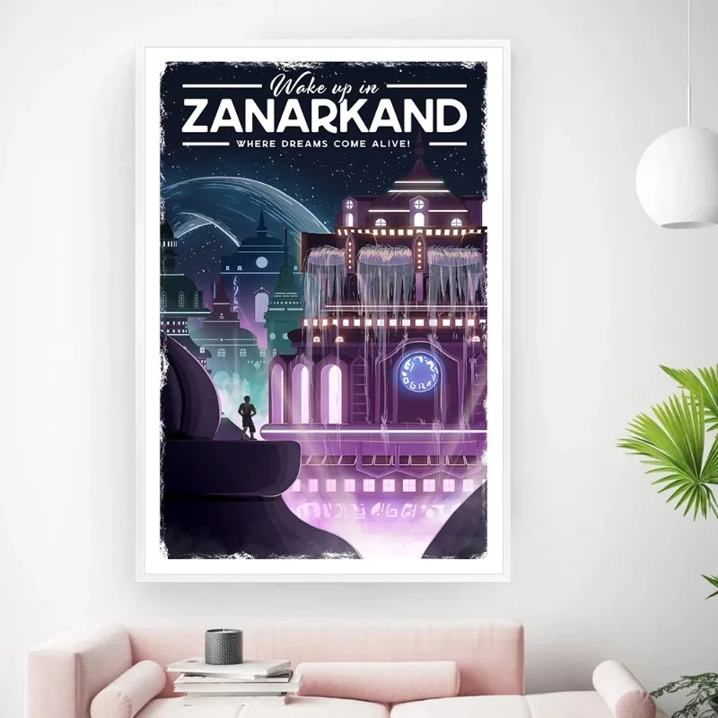 Game Final Fantasy Travel Posters and Prints Midgar Zanarkand Canvas Painting Wall Art Picture for Games Room Home Decor