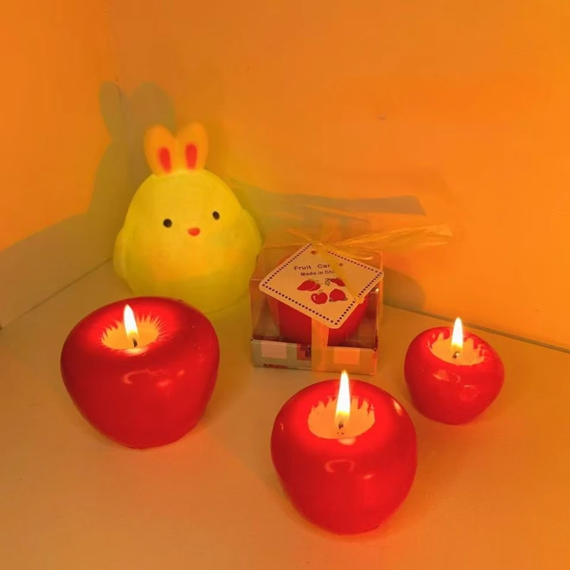 3D Apple Candle Aromatherapy, Christmas Gift Ping An Fruit Christmas Candle Simulation Apple Creative Candle Birthday Gift