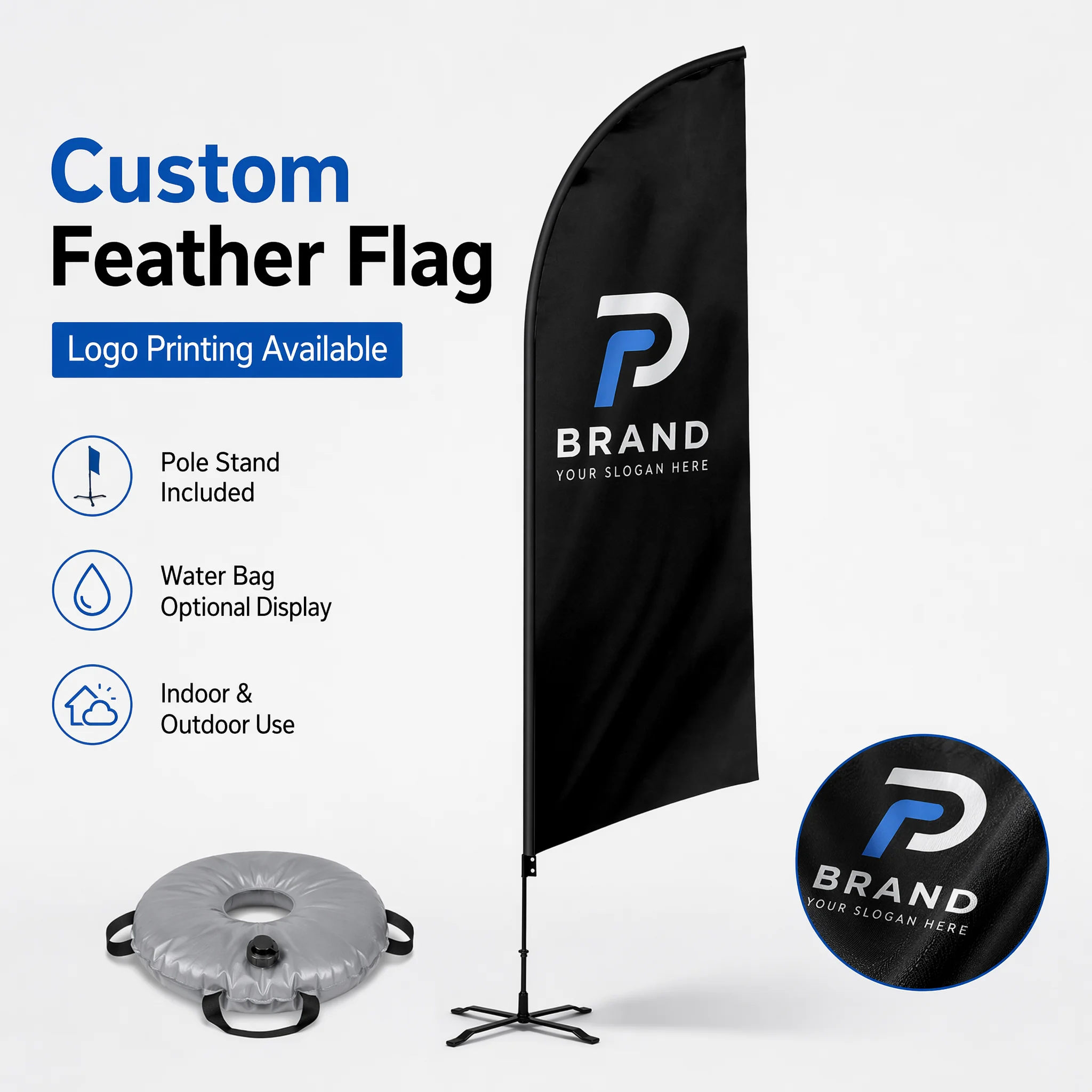 Outdoor Blade Flag Banner Set with Stand Cross Base Custom Printed Feather Flag Sign for Advertising Marketing Events