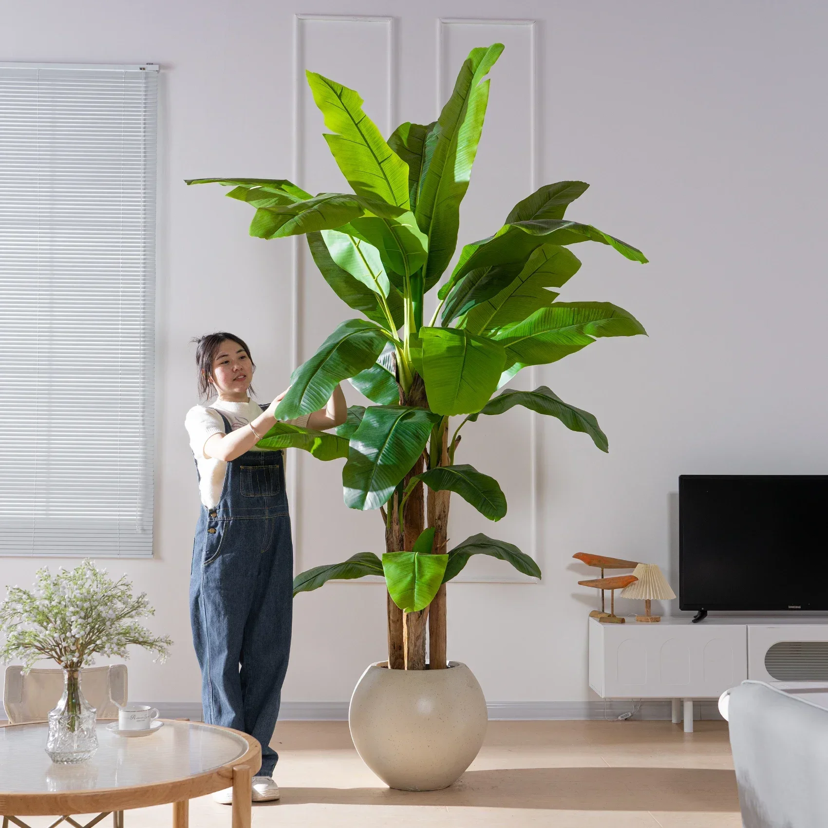 

Высококачественный светлый роскошный крупномасштабный бионический подорожник дерево интерьер ландшафтного дизайна украшение моделирование зеленое растение поддельное дерево жизнь r