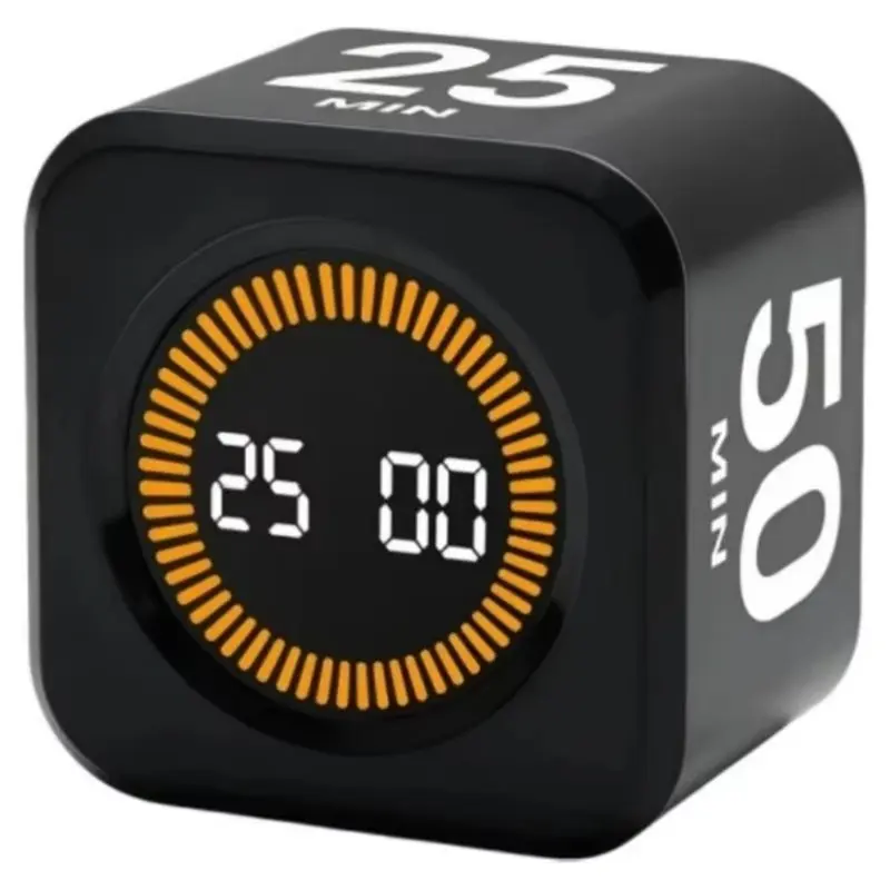 ABUI-Rotating Pomodoro Timer For Desk, ADHD Tool Cube Countdown, For Study,Kitchen Work Productivity Flip Timer Preset Stopwatch