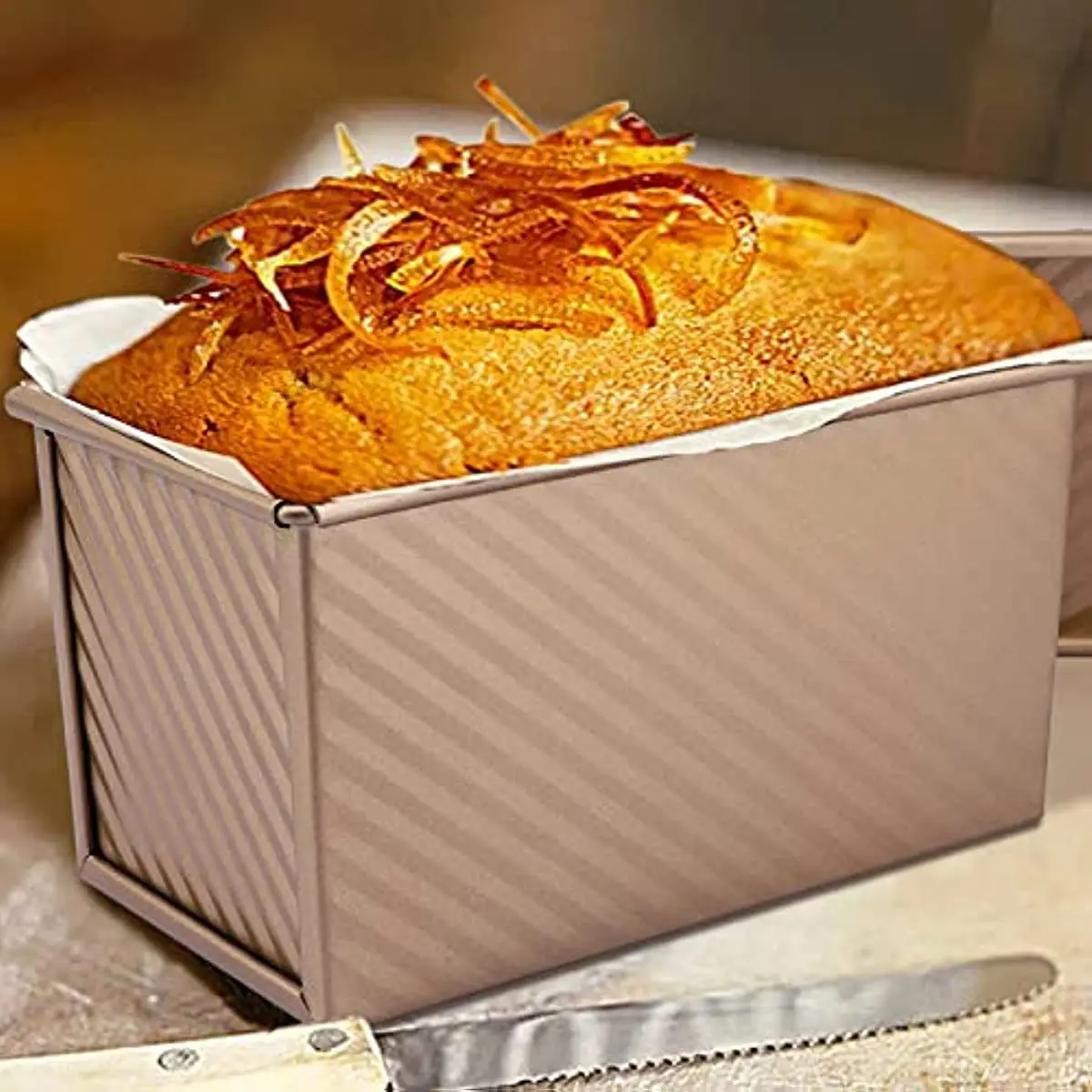 Pullman Bread Pan with Lid, Nonstick Baking Pan for Toasting, Baking Tools with Lid, Bread Mould, Gold