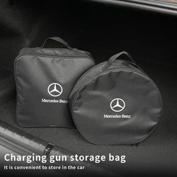 EV Car Charging Cable Storage Box Charger Cables Carry Bag Trunk Organizer For Mercedes Benz AMG A C E Class C180 C200 C260 C300