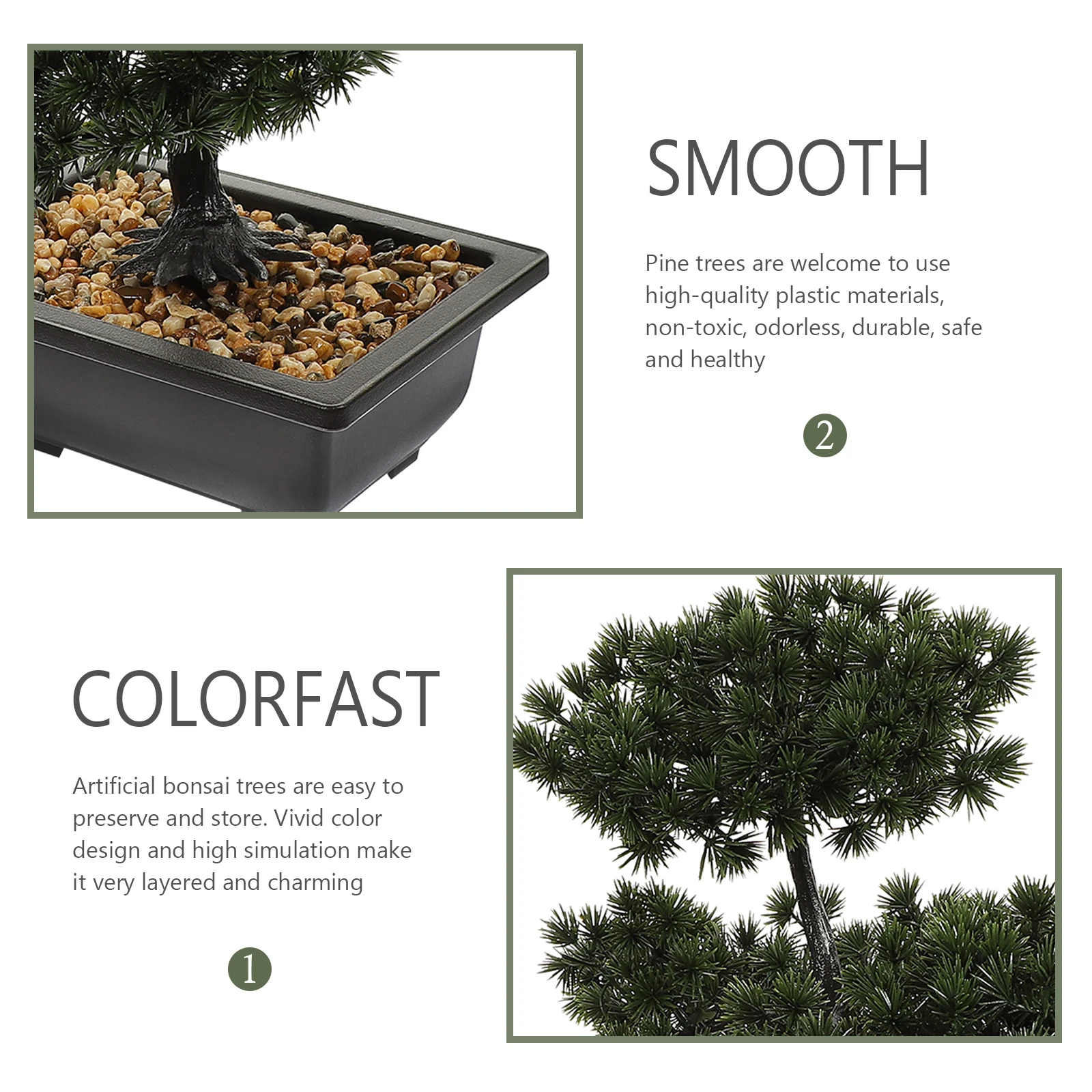 

Simulated Welcoming Pine Potted Plant Artificial Faux Tree Indoor Plastic Bonsai Ornaments Artistic Decor