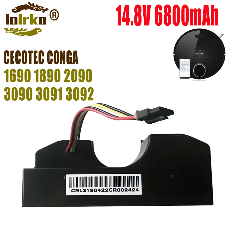 

Li ion Battery 14.4V 6800mAh for Cecotec Conga 3090 3091 3092 2090 Robotic Vacuum Cleaner Conga 3090 Accessories Replacement