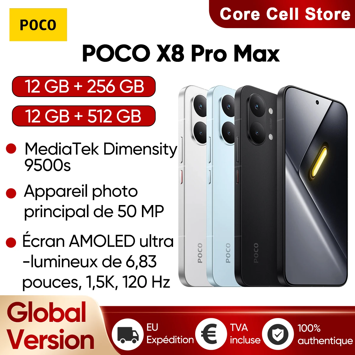 Globale Version POCO X8 Pro Max Smartphone 5G MediaTek Dimensity 9500s 6,83" 120Hz 1,5K Ultra-helles AMOLED-Display 8500mAh NFC