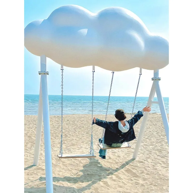 Swing outdoor scenic spots, Internet celebrity clock in beach campgrounds, sculpture decorative ornament props