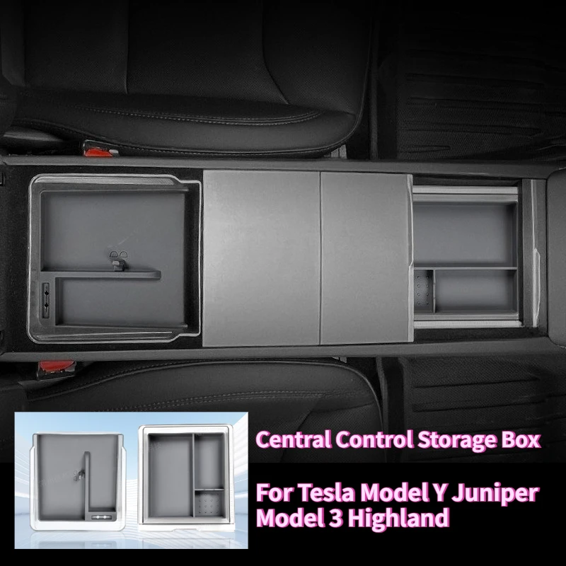 صندوق تخزين التحكم المركزي لـ Tesla Model Y Juniper Model 3 هايلاند 2025 مسند الذراع صندوق تخزين درج منظم اكسسوارات السيارات #1
