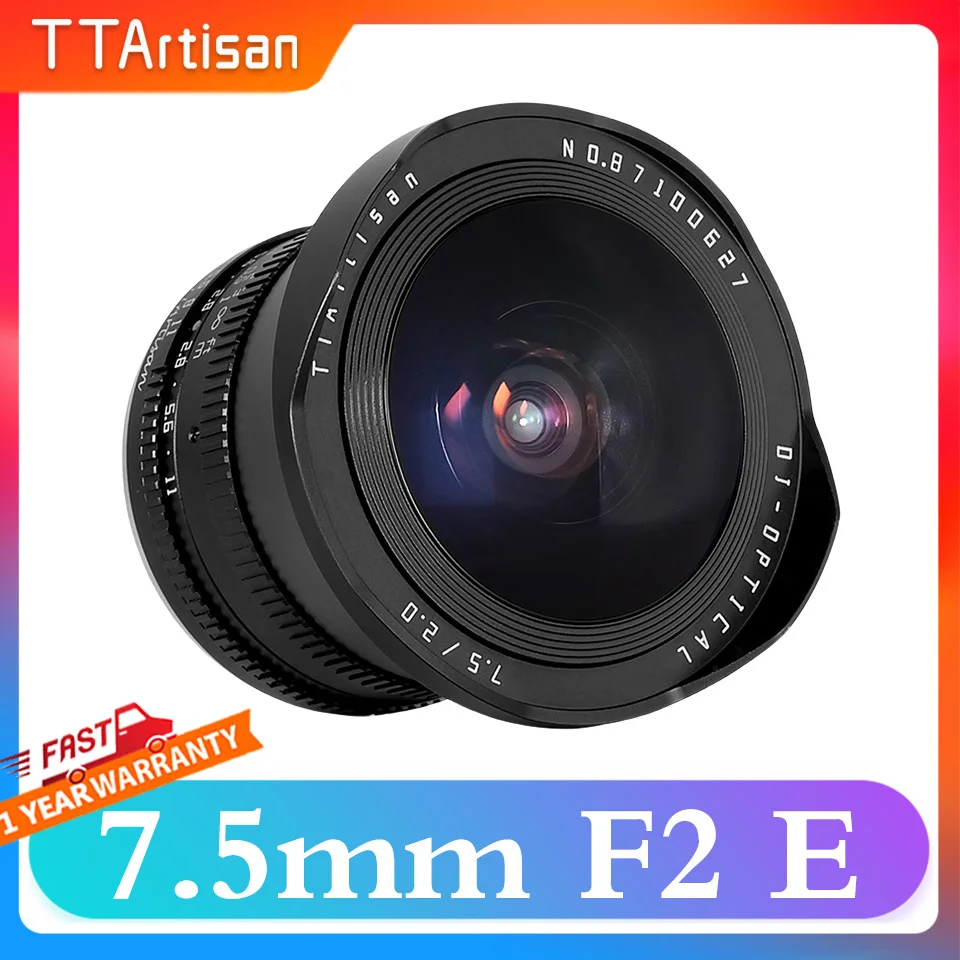 TTArtisan APS-C Marco 7.5mm F2 Lente ojo de pez para fotografía de cámara Compatible con cámara Sony E Mount A5000 A5100 A6000 A6100