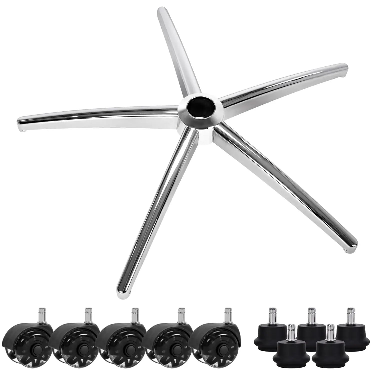 

Universal 28 Inch Office Chair Base Replacement, Heavy Duty Metal Computer Stool Base with Wheels and Bell Glides, 2500 Lbs