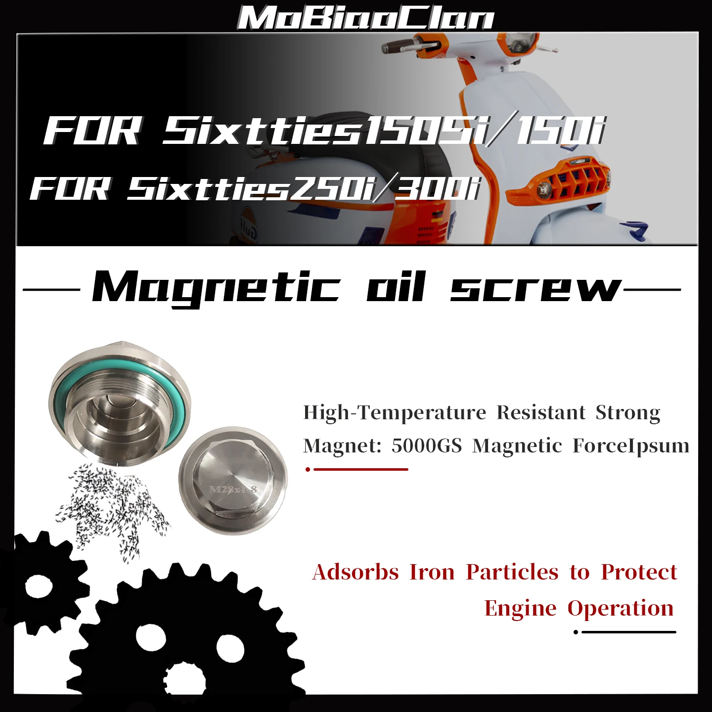 

﻿ Для VICTORIA Sixtties150i/150si Sixtties250i 300i Магнитная гайка поддона для слива масла, винт пробки для слива масла из нержавеющей стали двигателя