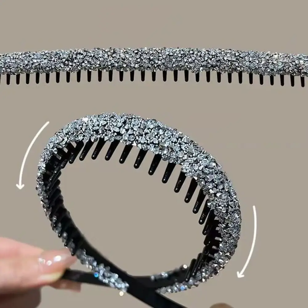 High Quality Rhinestone Rhinestone Hair Hoop with Teeth Non-slip Headwear Hair Accessories Hairband Women