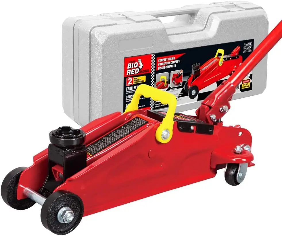 

2 Ton Hydraulic Trolley Floor Jack with Carrying Case, 4000 lb Capacity, Red for Car Lifting