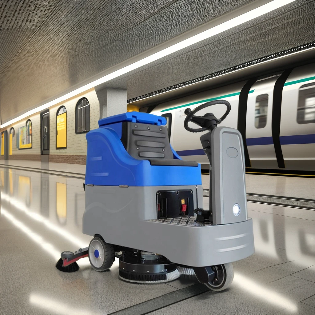 High Power Motor Floor Scrubber Cost-Effective Floor Cleaning Machine Auto Operation Ride On Electric Floor Scrubber