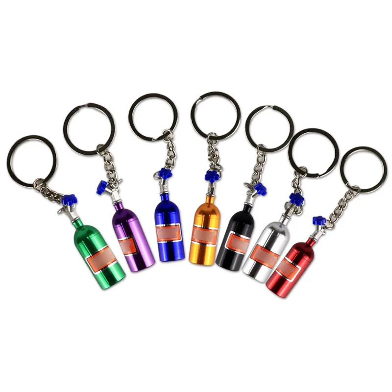 

Creative Mini Car Turbo NOS Keychain Nitrogen Bottle Metal Key Ring Stash Storage Stylish Car Motorcycle Interior