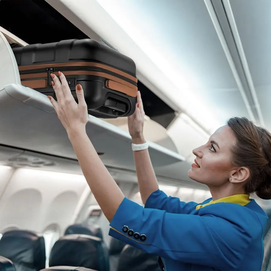 กระเป๋าเดินทางขึ้นเครื่อง 22x14x9 นิ้ว ได้รับการรับรองจากสายการบิน พร้อมล้อหมุน น้ำหนักเบา ขนาด 20 นิ้ว สำหรับผู้ชายและผู้หญิง สีดำ