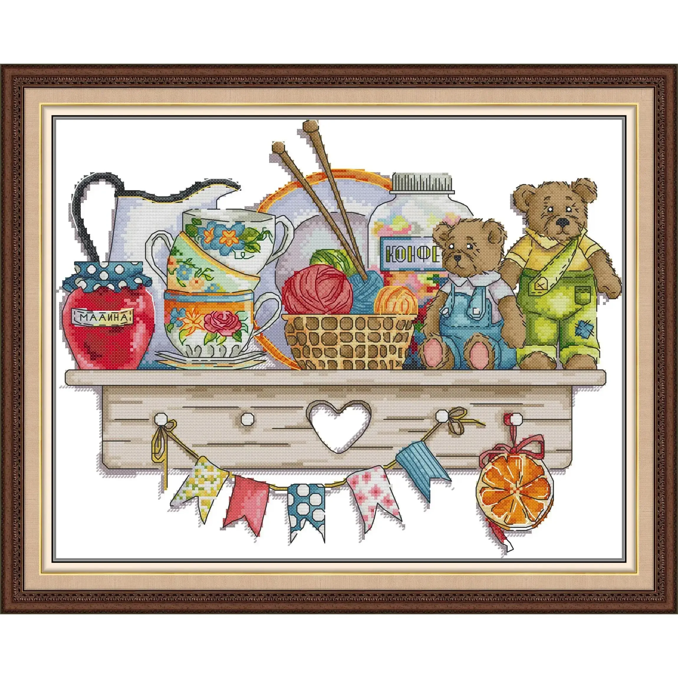 Joy Sunday Kit punto croce prestampato Easy Pattern Aida Set ricamo in tessuto stampato-Bear Shelf