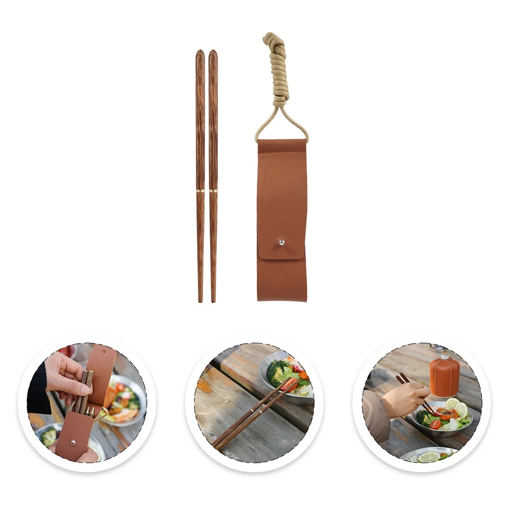 

1 пара складных портативных деревянных палочек для еды, съемная легкая дорожная посуда, принадлежности для кемпинга и улицы, сумка для хранения