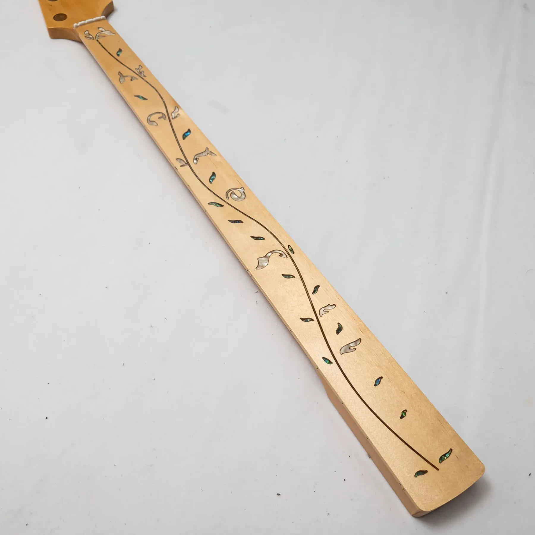 Fretless 4 String Bass Guitar Neck Maple 34 Inch Bolt On Replacement Neck Tree of Life Inlay