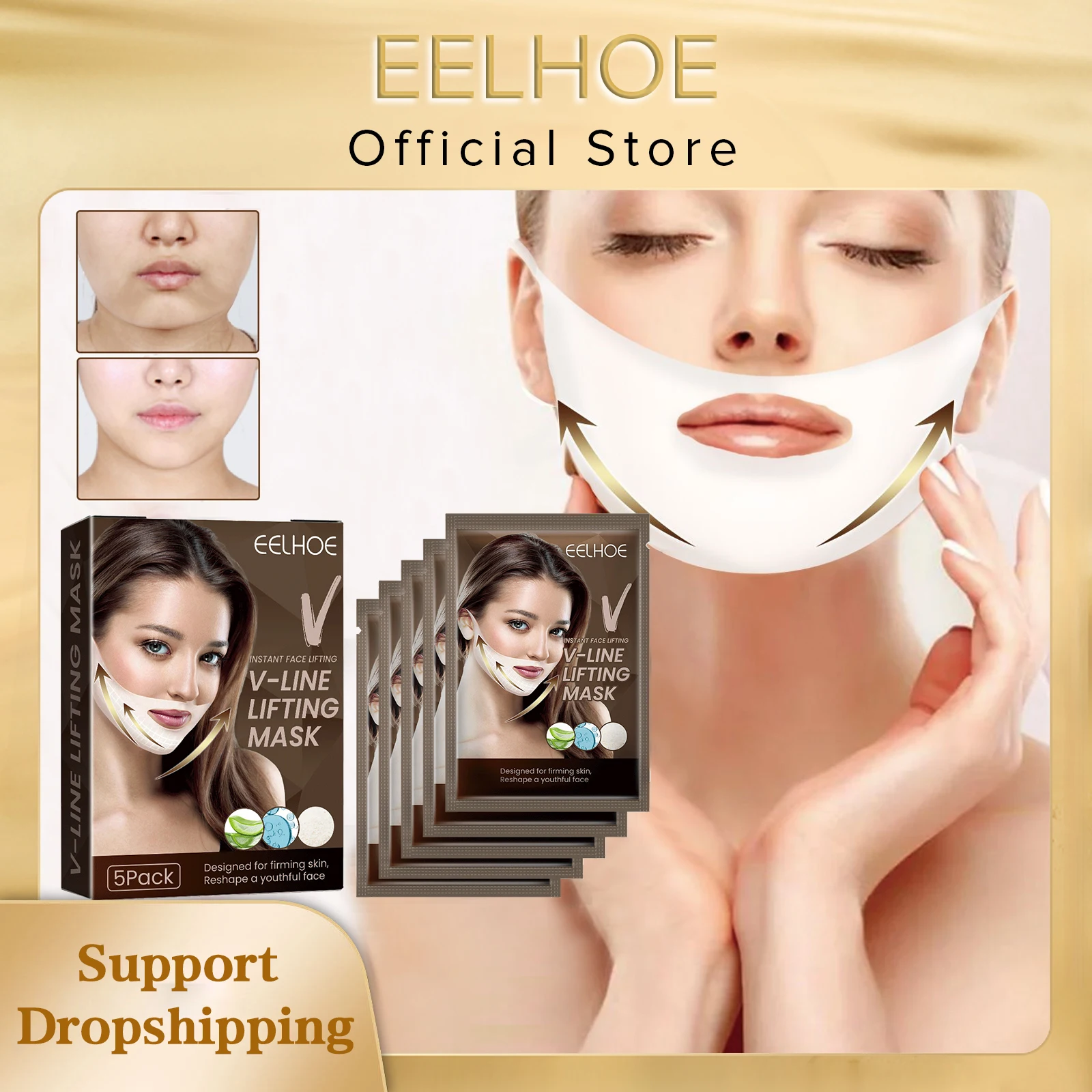 

EELHOE Face Lifting Masks V Shaping Face Chin Firming Moisturizing Anti Aging V Shape Face Lift Up Mask Skin Care Free Shipping