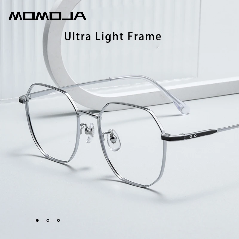 

MOMOJA Vintage Fashion Eyewear Polygonal Pure Titanium Frame Optical Prescription Glasses Men and Women Eyeglass 15341P