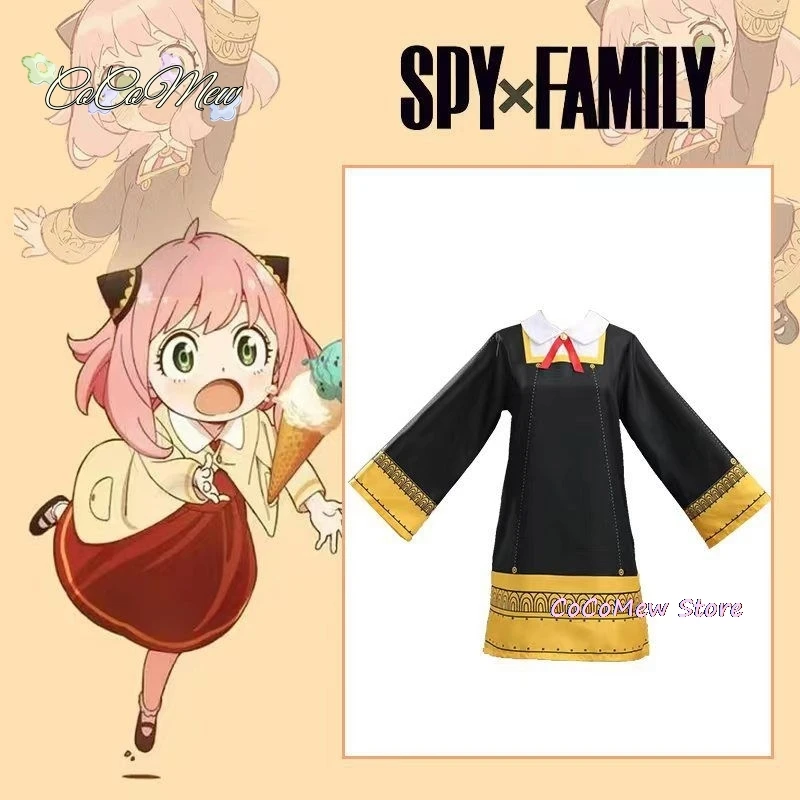 Anya Forger Cosplay Costume para adultos e crianças, vestido preto, uniforme, peruca rosa, meias, roupa de festa, Spy X Family, Anime, Meninas