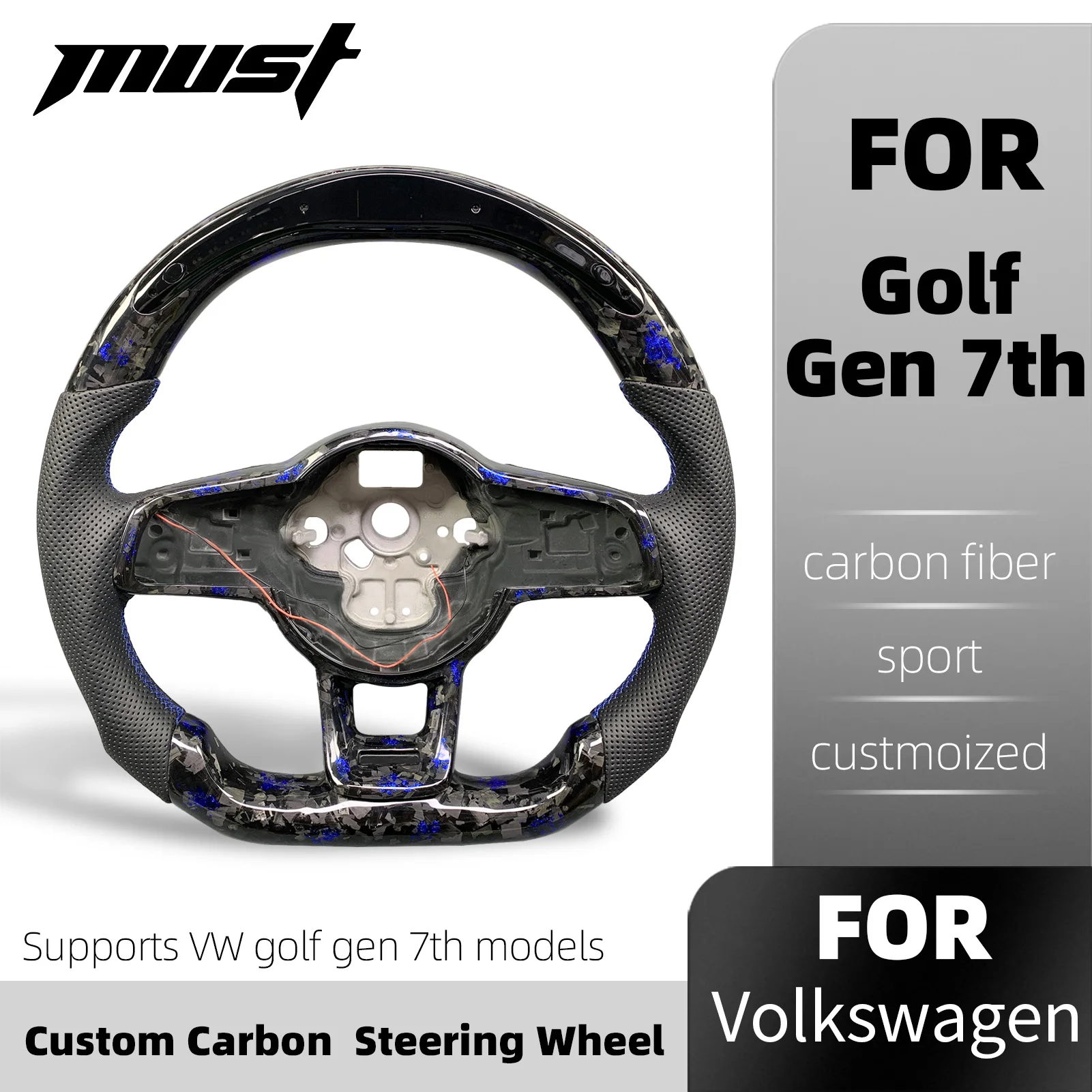 For Volkswagen Golf 7.5 GTI  Sports Style Carbon Fiber Steering Wheel MK7 Polo GTS GTD GTE R Passat CC R-Line