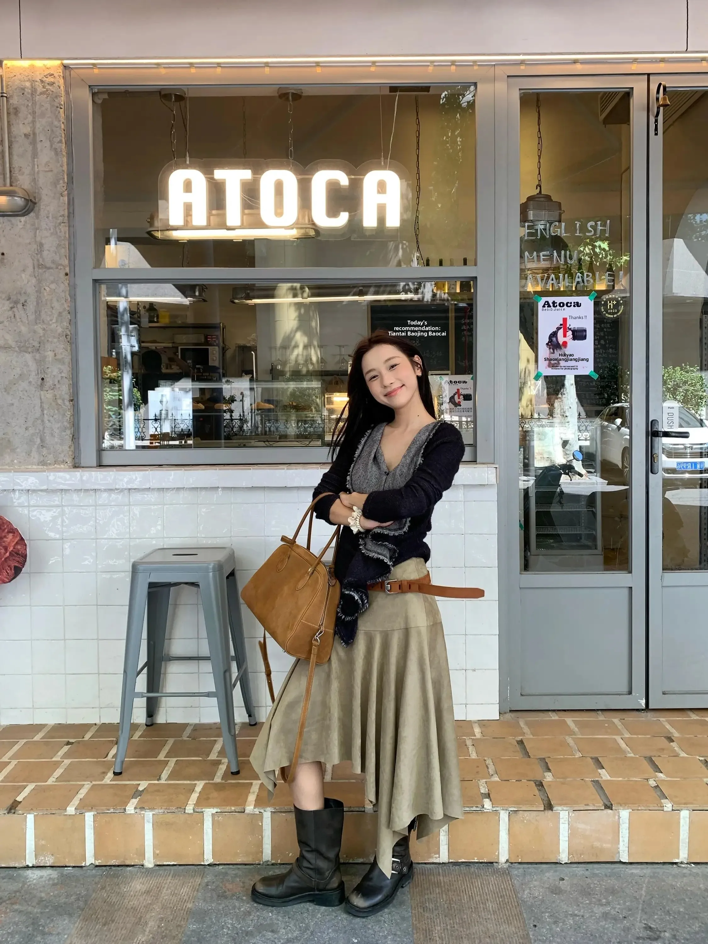 American Retro Brown Suede Asymmetrical Cut Midi Skirt Women Spring Autumn New Versatile Half-length Skirts Casual Style