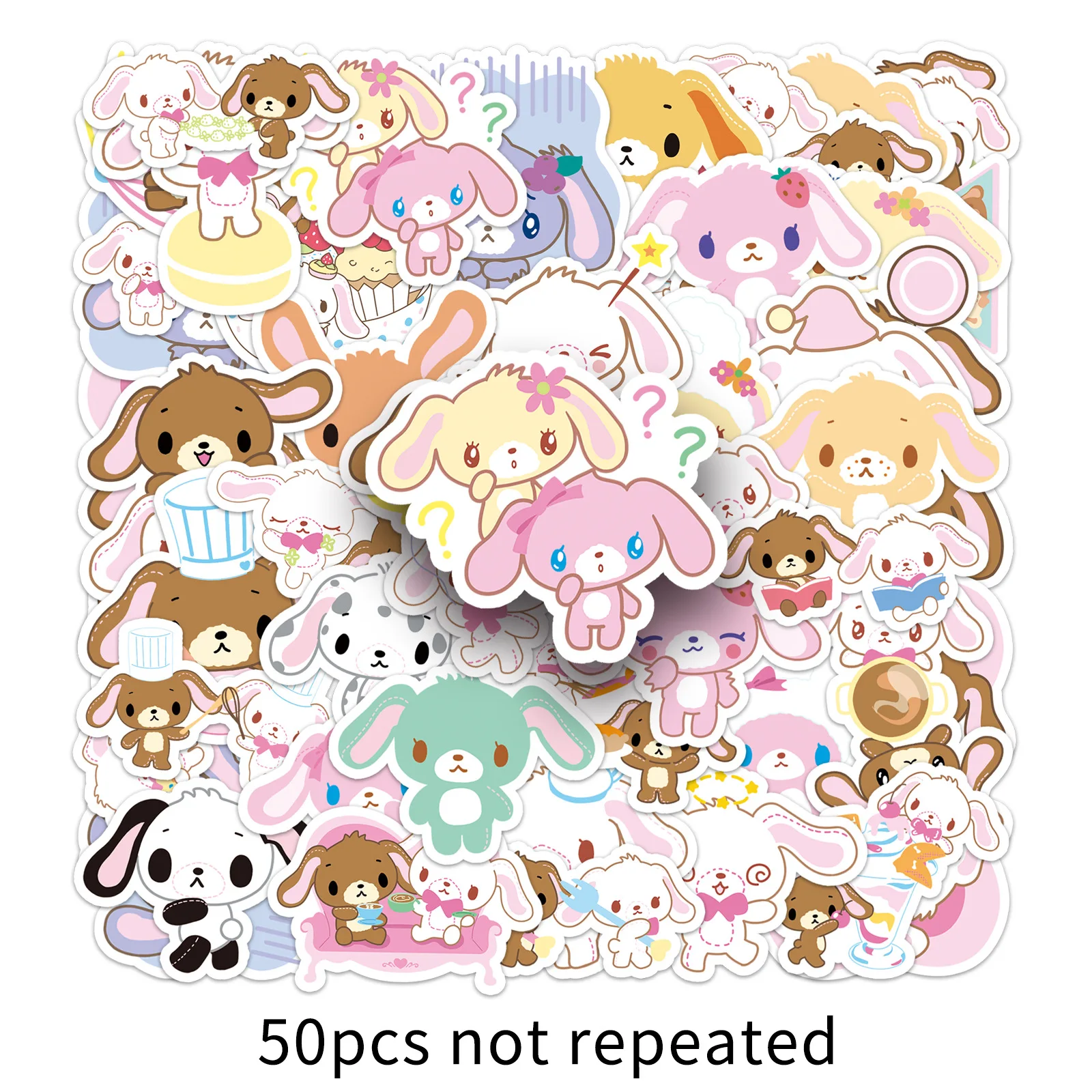 10/50PCS Sanrio Kawaii Sugarbunnies Adesivi Cartoon Cute Doodle Decalcomanie Impermeabili per Frigorifero Guardaroba Scrapbook Adesivi