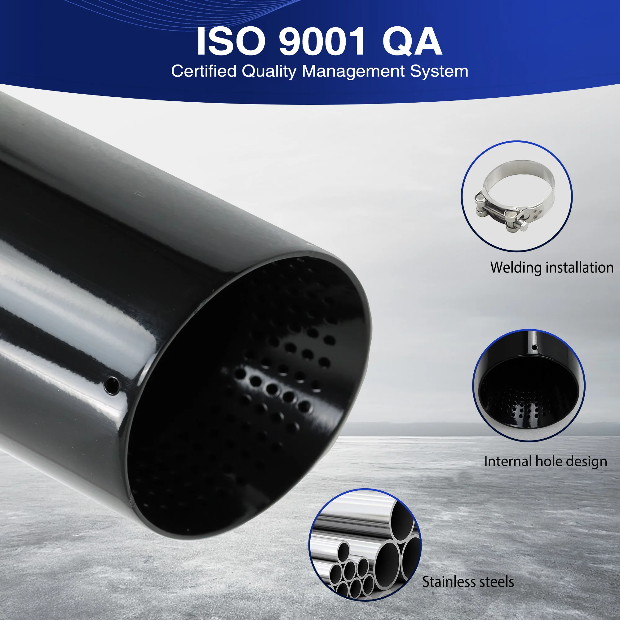 ER Exhaust Racing Black Exhaust Tips Stainless Steel Car Muffler Tailpipe popular Decoration Muffler Nozzles