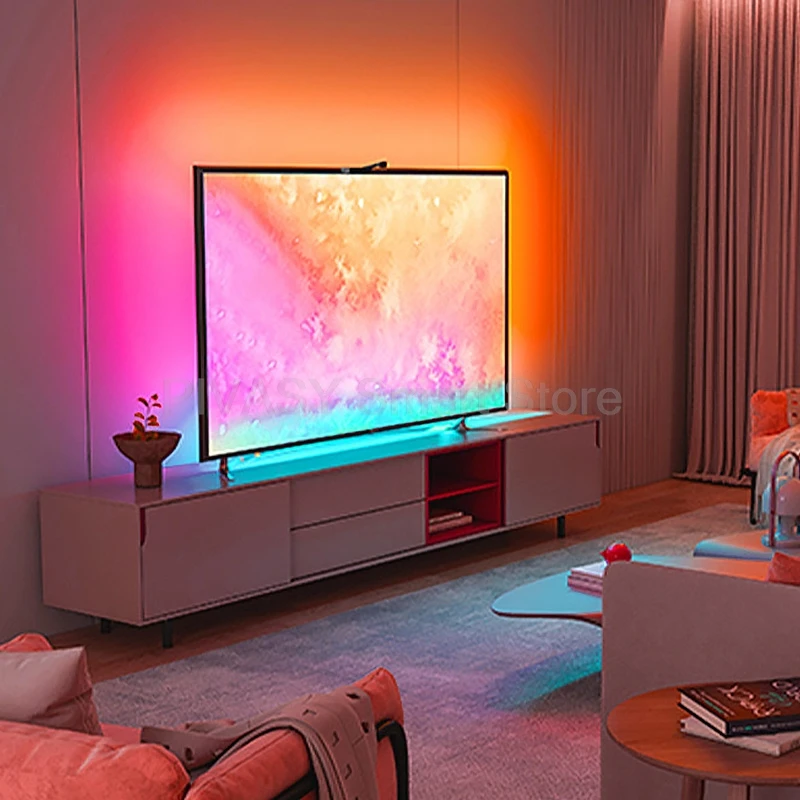 テレビ周囲光スマートカメラ同期ライトスクリーン連動RGB LEDストリップDC12V FPCフレキシブルカラフルバックライト（55～75インチテレビ用）