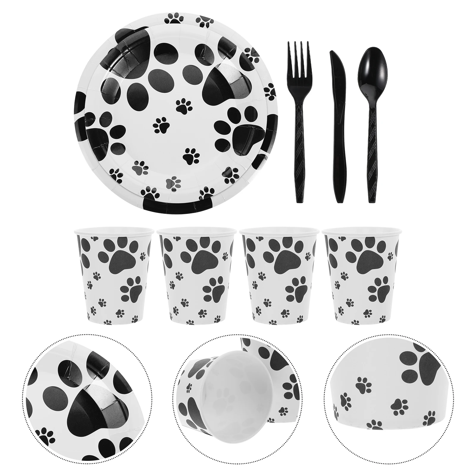 

60pcs Birthday Party Supplies Pet Dog Theme 7inch 9inch Plates Cutlery Cups Dog Plates Disposable for Celebrations