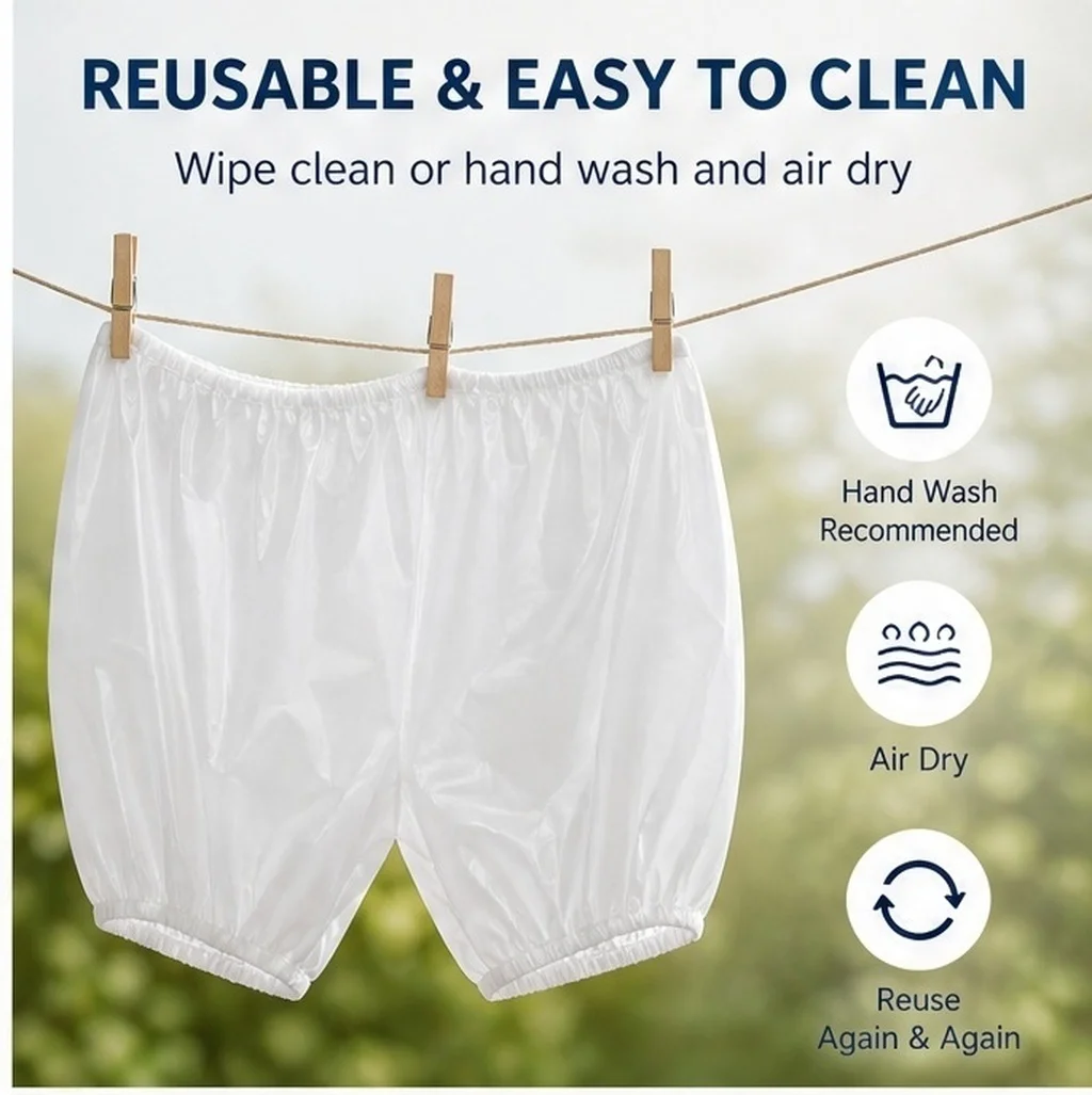 2Pcs Adult Incontinence Pants Waterproof Leakproof Reusable Diaper Covers Adjustable Fit Protective Underwear for Overnight