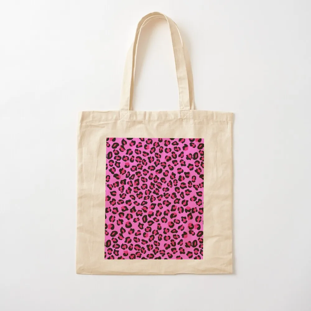 Neon Pink Leopard Spots Tote Bag