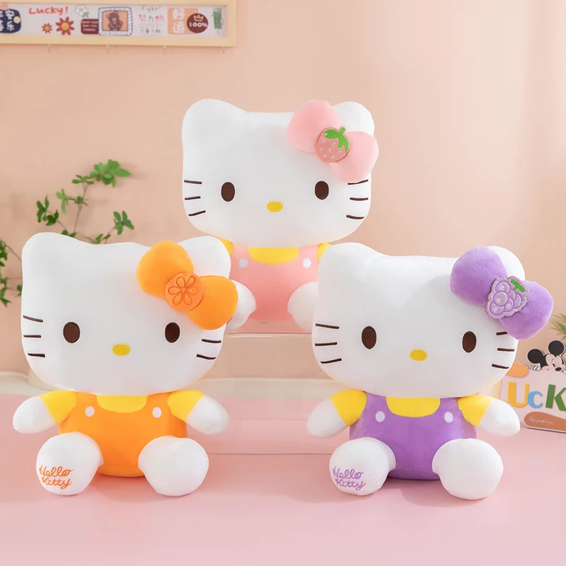 

Плюшевые игрушки Sanrio Fruit Series Hello Kitty, мягкие плюшевые подушки, подарки на день рождения для девочек, милые плюшевые куклы, украшение для комнаты