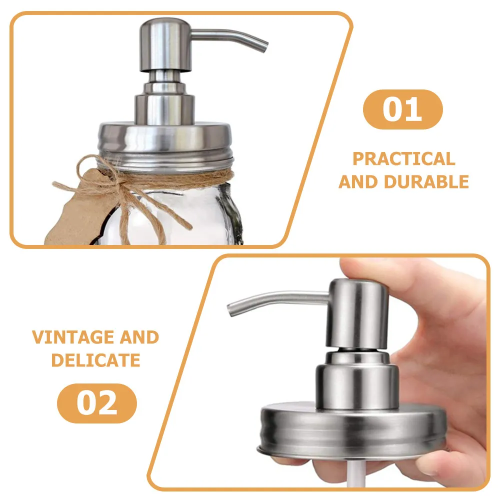 

4Pcs Stainless Steel Soap Pump Replacement for Lotion Bottles Container Mason Jar Pump Lid Daily Use Bottle Pressing Pumps