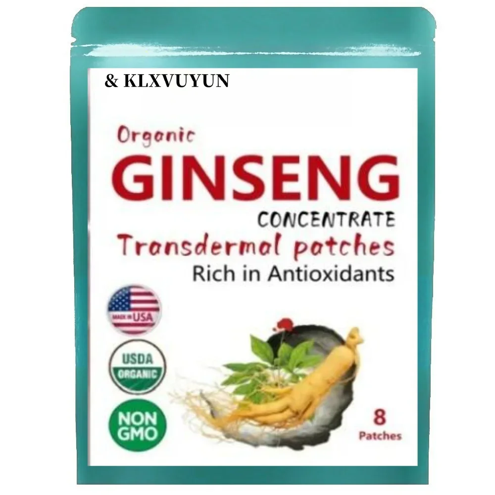 Men's And Women's Korean Red Panax Ginseng With Ginkgo Biloba, 8 Transdermal Patches. High Ginsenosides