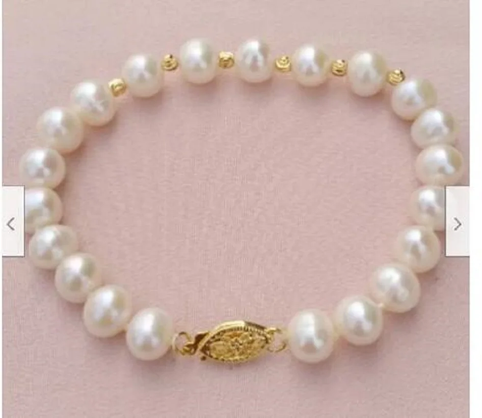 

Excellent AAA Akoya White Pearl Bracelet 7.5-8 Inches